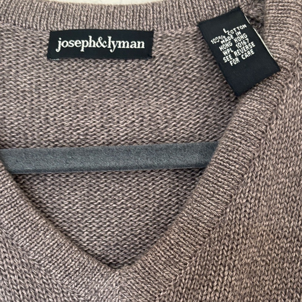 Joseph&Lyman Men's V-Neck Tan Sweater 100% Cotton pre-loved Excellent  Size L - Picture 3 of 5